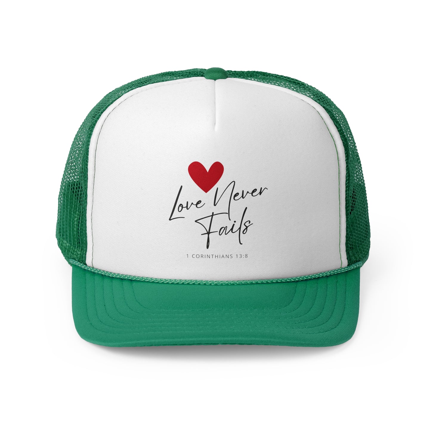 Christian Hats Love Never Fails Jesus Hat Rope Hat Christian Merch Jesus Apparel Christian Streetwear Trucker Hat Christian Spiritual Gifts