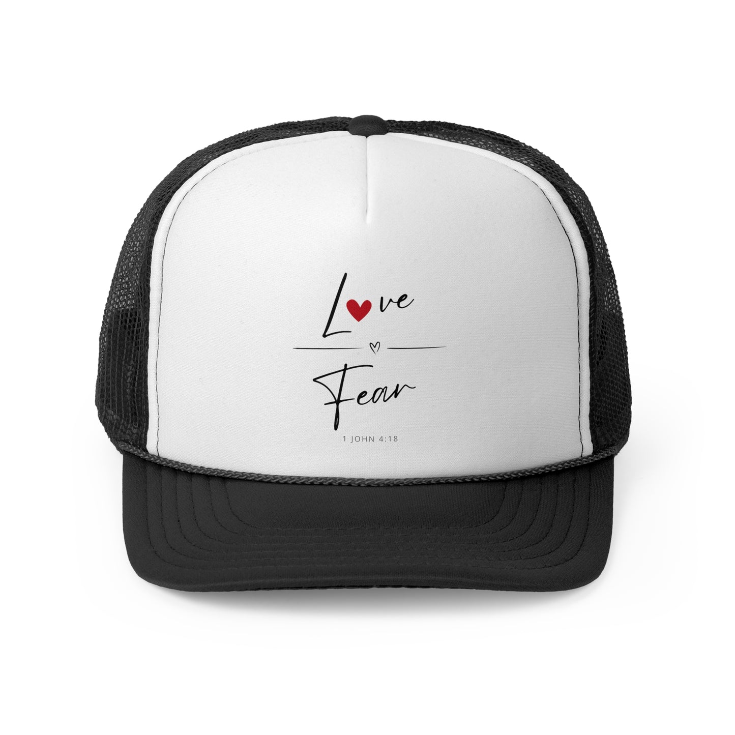 Christian Hats Love Over Fear Jesus Hat Rope Hat Christian Merch Jesus Apparel Christian Streetwear Trucker Hat Christian Spiritual Gifts