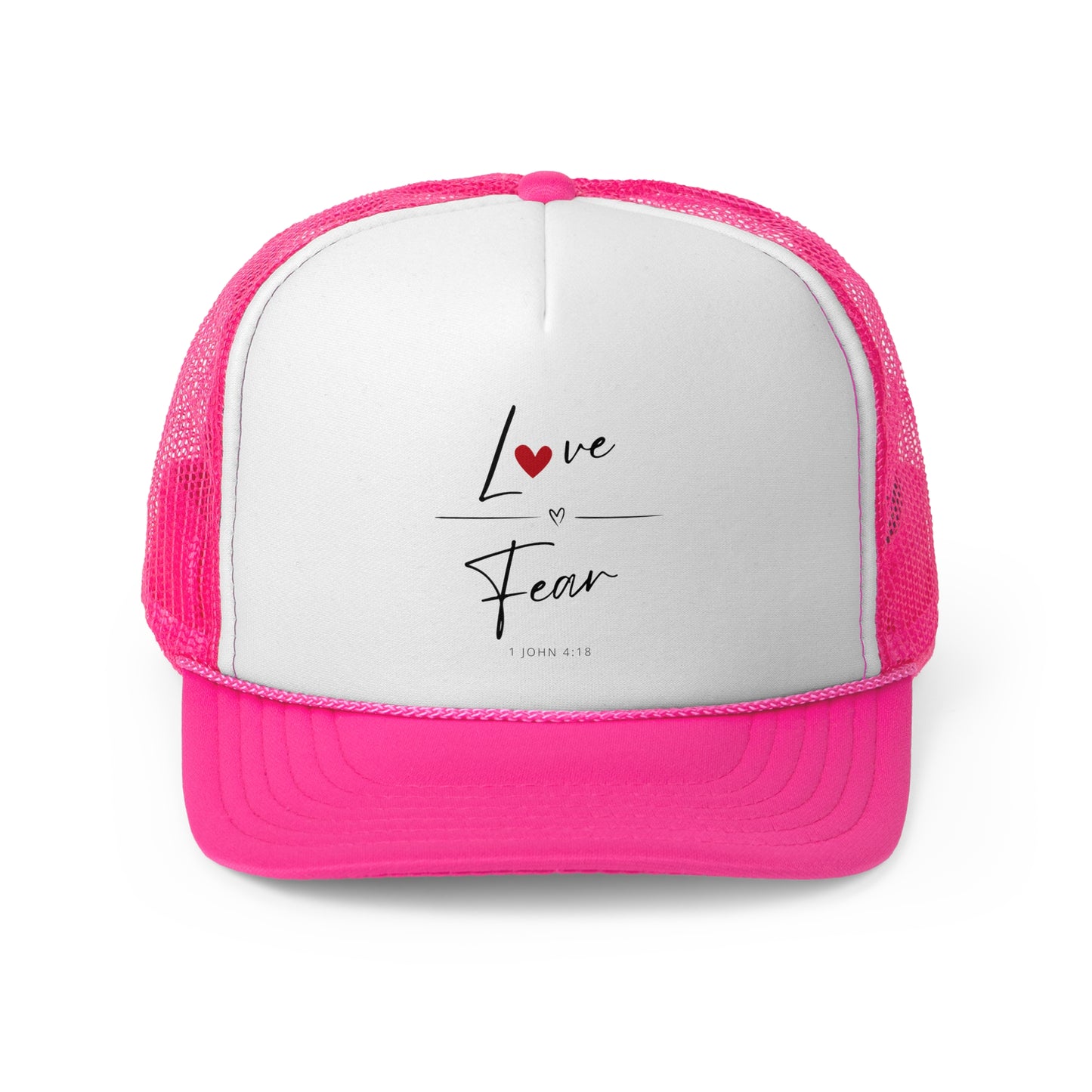 Christian Hats Love Over Fear Jesus Hat Rope Hat Christian Merch Jesus Apparel Christian Streetwear Trucker Hat Christian Spiritual Gifts