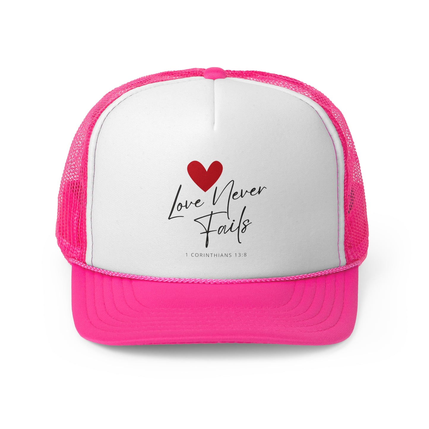 Christian Hats Love Never Fails Jesus Hat Rope Hat Christian Merch Jesus Apparel Christian Streetwear Trucker Hat Christian Spiritual Gifts