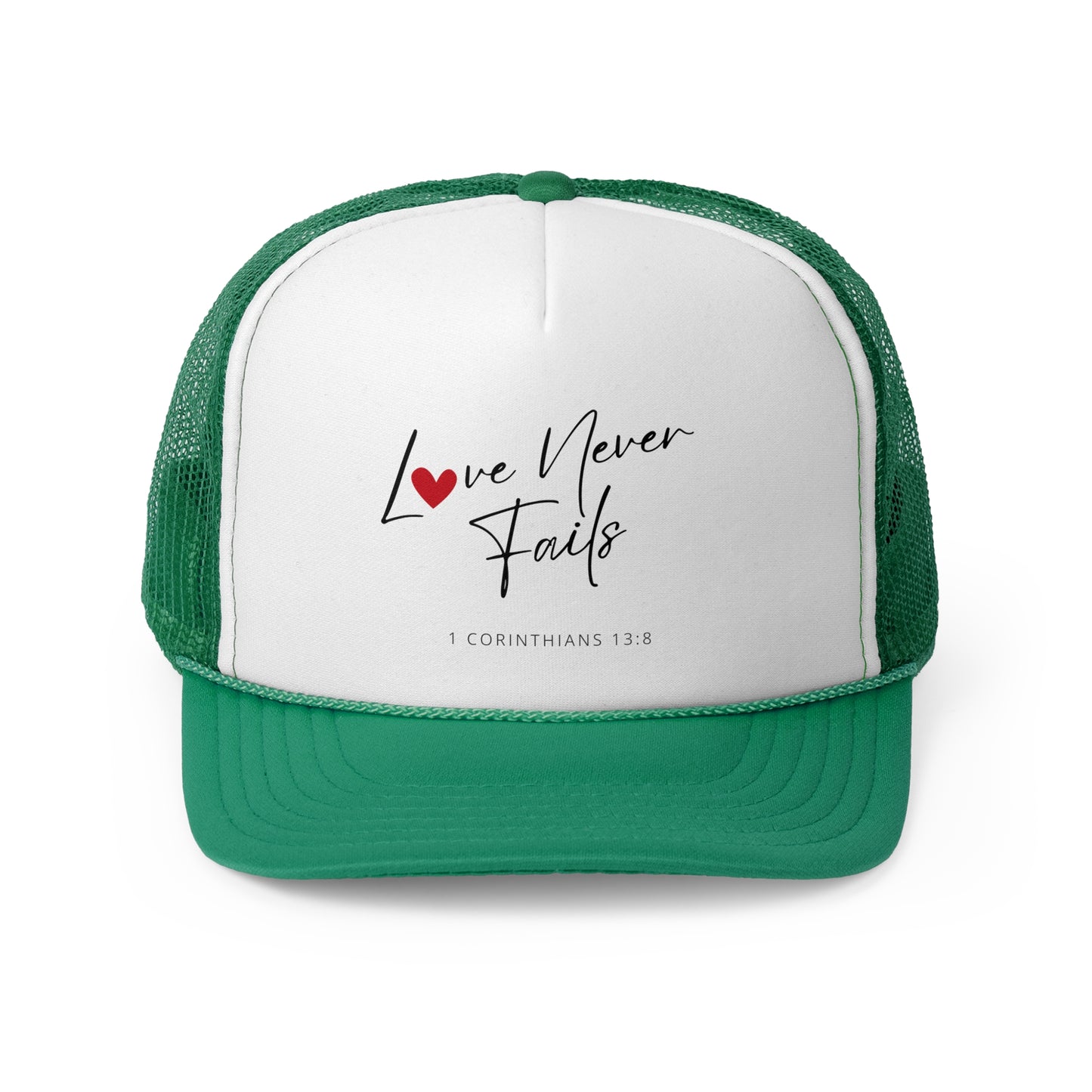 Christian Hats Love Never Fails Jesus Hat Rope Hat Christian Merch Jesus Apparel Christian Streetwear Trucker Hat Christian Spiritual Gifts