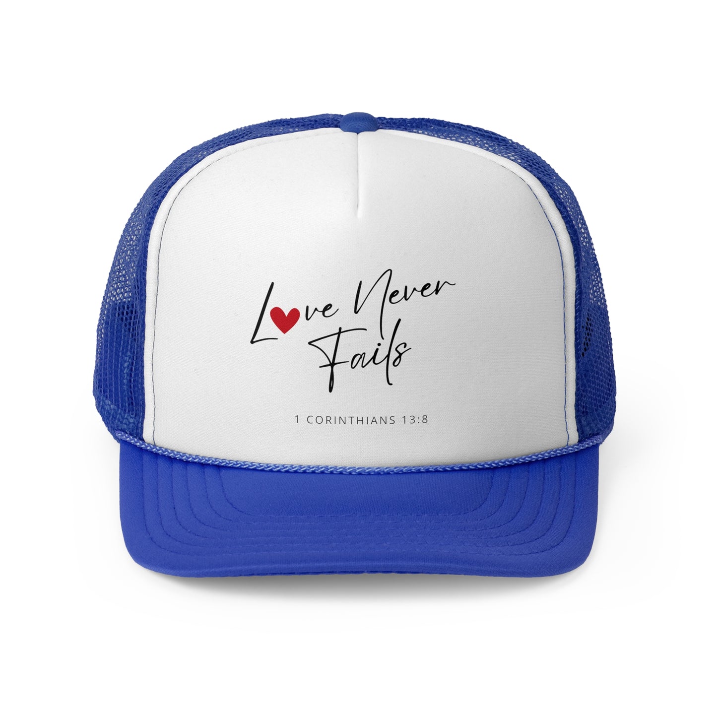 Christian Hats Love Never Fails Jesus Hat Rope Hat Christian Merch Jesus Apparel Christian Streetwear Trucker Hat Christian Spiritual Gifts