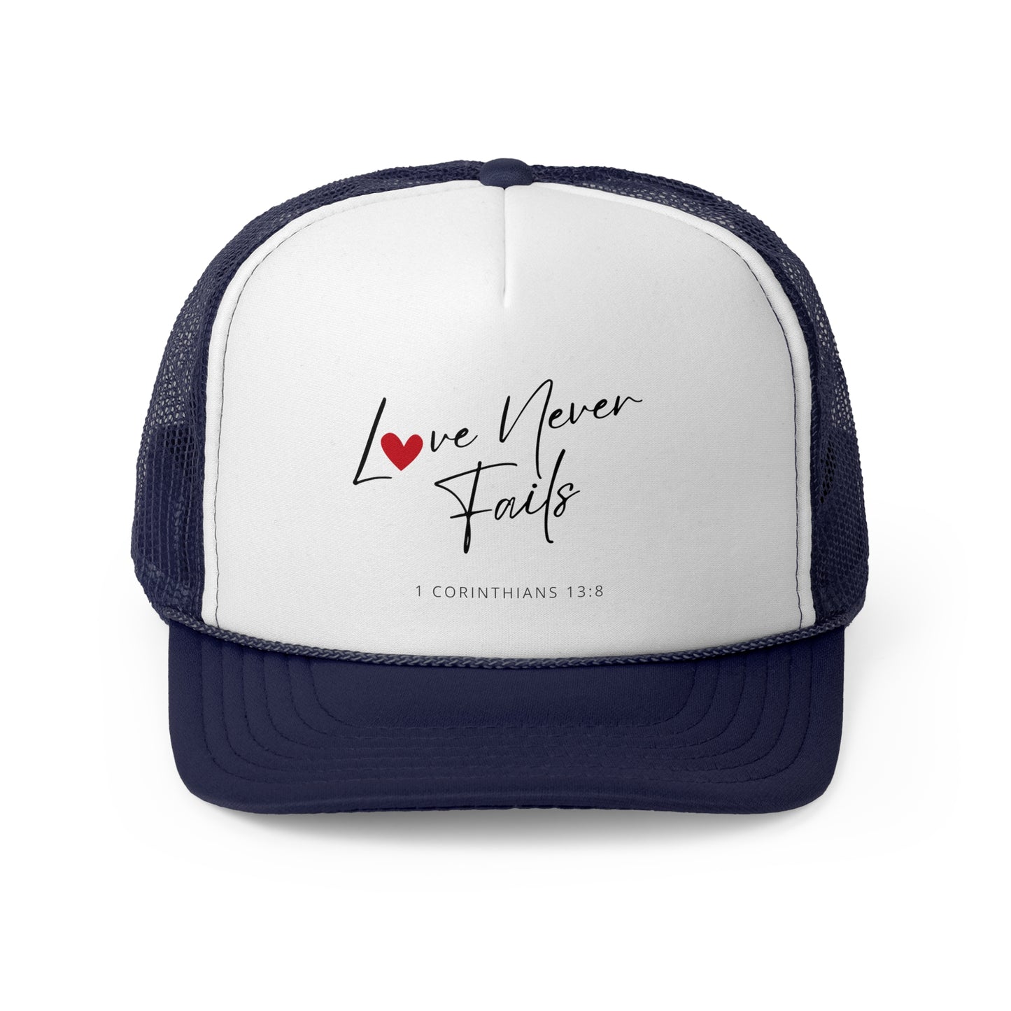 Christian Hats Love Never Fails Jesus Hat Rope Hat Christian Merch Jesus Apparel Christian Streetwear Trucker Hat Christian Spiritual Gifts