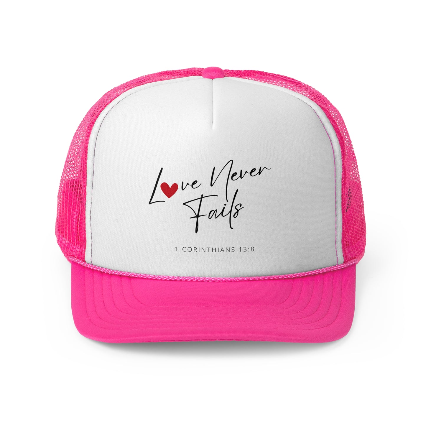 Christian Hats Love Never Fails Jesus Hat Rope Hat Christian Merch Jesus Apparel Christian Streetwear Trucker Hat Christian Spiritual Gifts