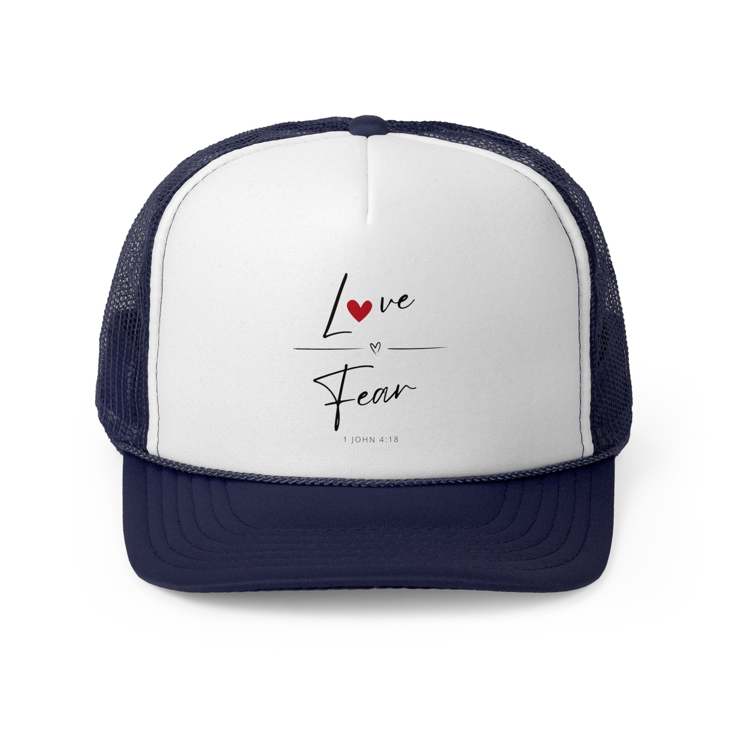 Christian Hats Love Over Fear Jesus Hat Rope Hat Christian Merch Jesus Apparel Christian Streetwear Trucker Hat Christian Spiritual Gifts