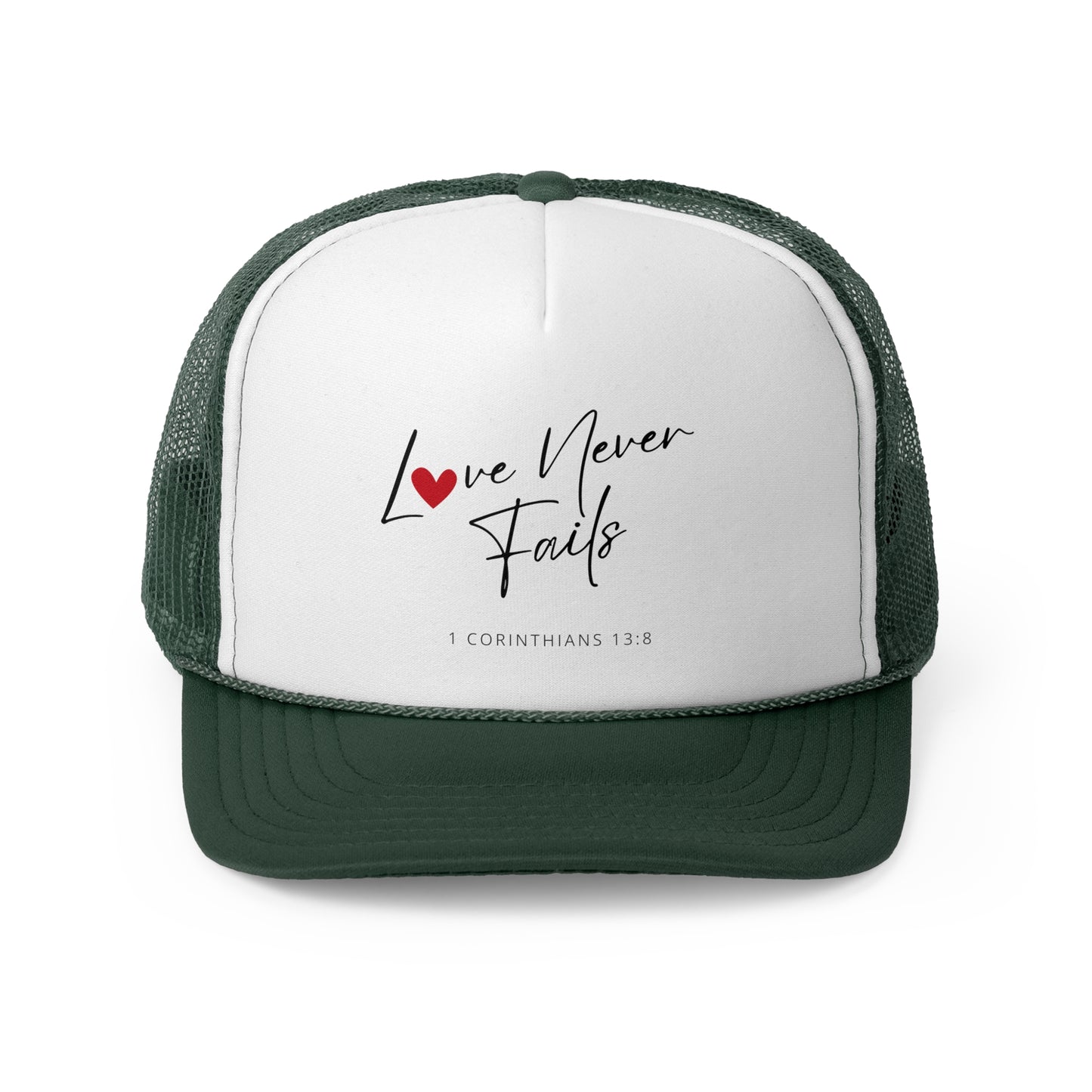 Christian Hats Love Never Fails Jesus Hat Rope Hat Christian Merch Jesus Apparel Christian Streetwear Trucker Hat Christian Spiritual Gifts