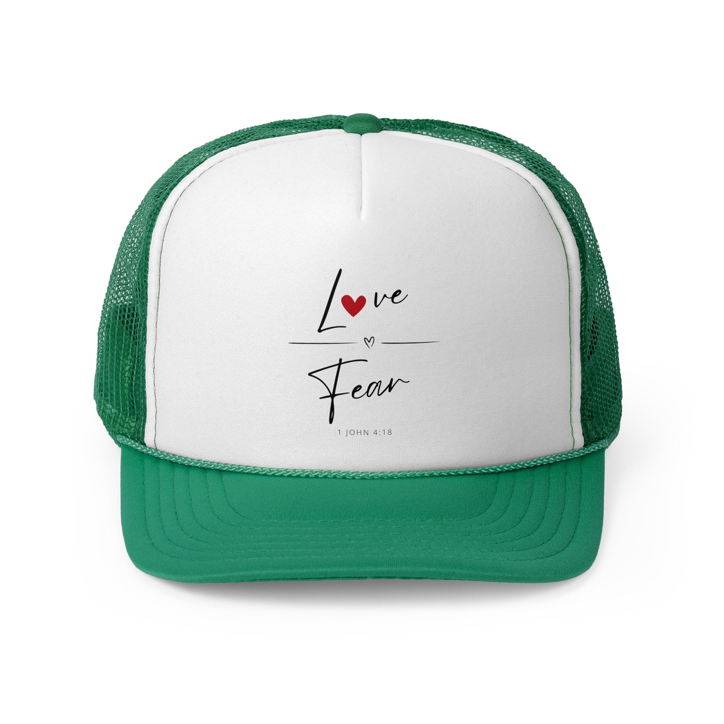 Christian Hats Love Over Fear Jesus Hat Rope Hat Christian Merch Jesus Apparel Christian Streetwear Trucker Hat Christian Spiritual Gifts